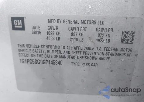2016 Chevrolet Cruze Limited Ls Auto from USA, damaged, VIN 1G1PC5SG0G7145840
